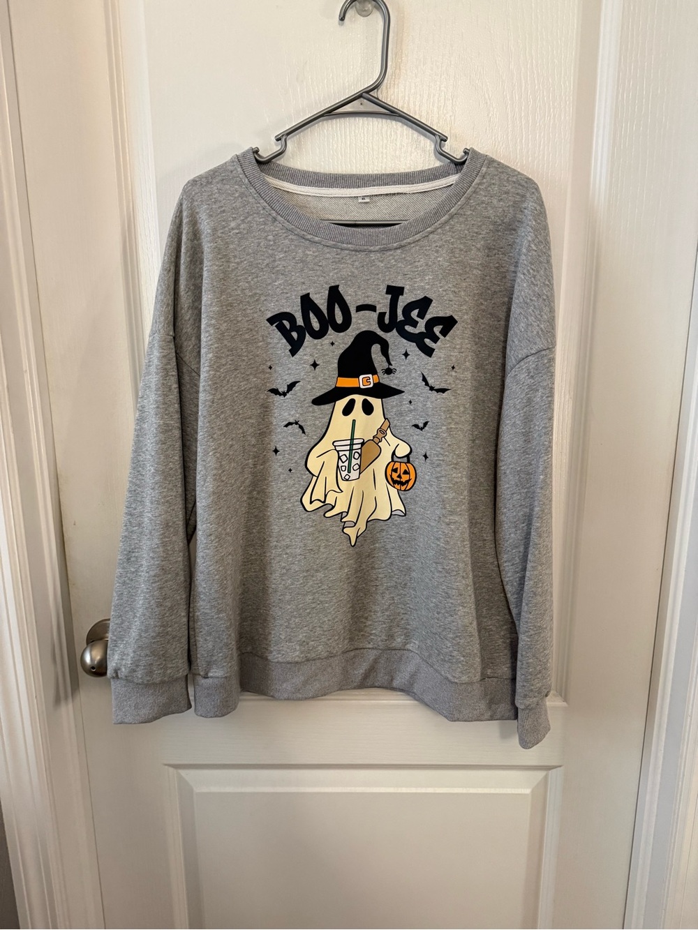 Gray 'Boo-Jee' Halloween Ghost Sweatshirt